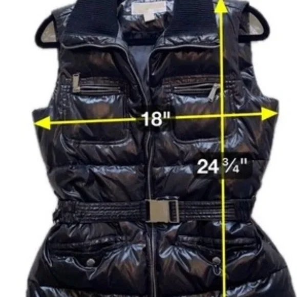 Michael‎ Kors Black Belted Puffer Vest Zip Quilted Gorpcore City Chic Large - Picture 7 of 14